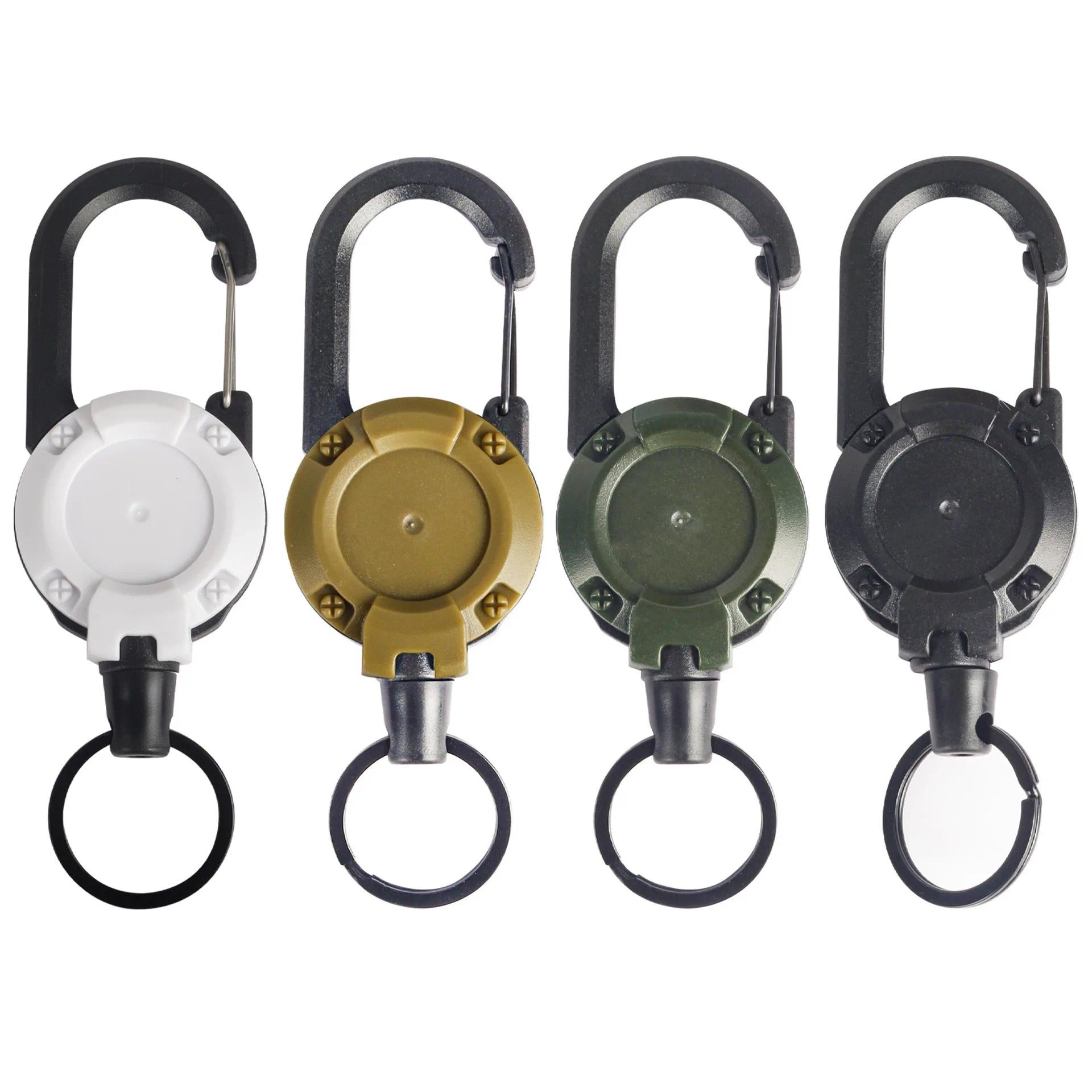 Anti-theft Metal Easy-to-pull Buckle Rope Elastic Keychain Sporty Retractable Key Ring Anti Lost Yoyo Ski Pass ID Card in White Gold Green Black