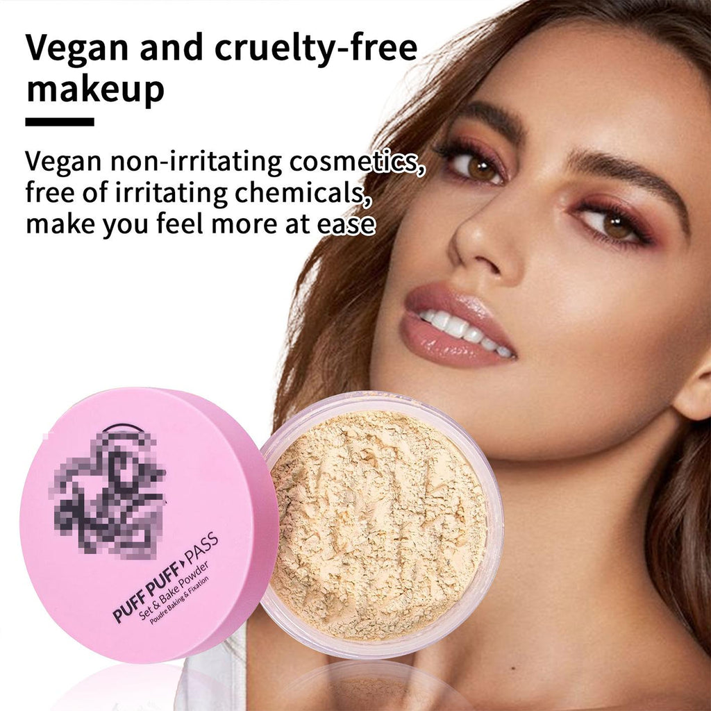 KimChi Chic Puff Puff Delivery Set & Baking Powder (including Rice Powder and Vitamin E), Lightweight and Translucent Makeup Finish, for Makeup Setting