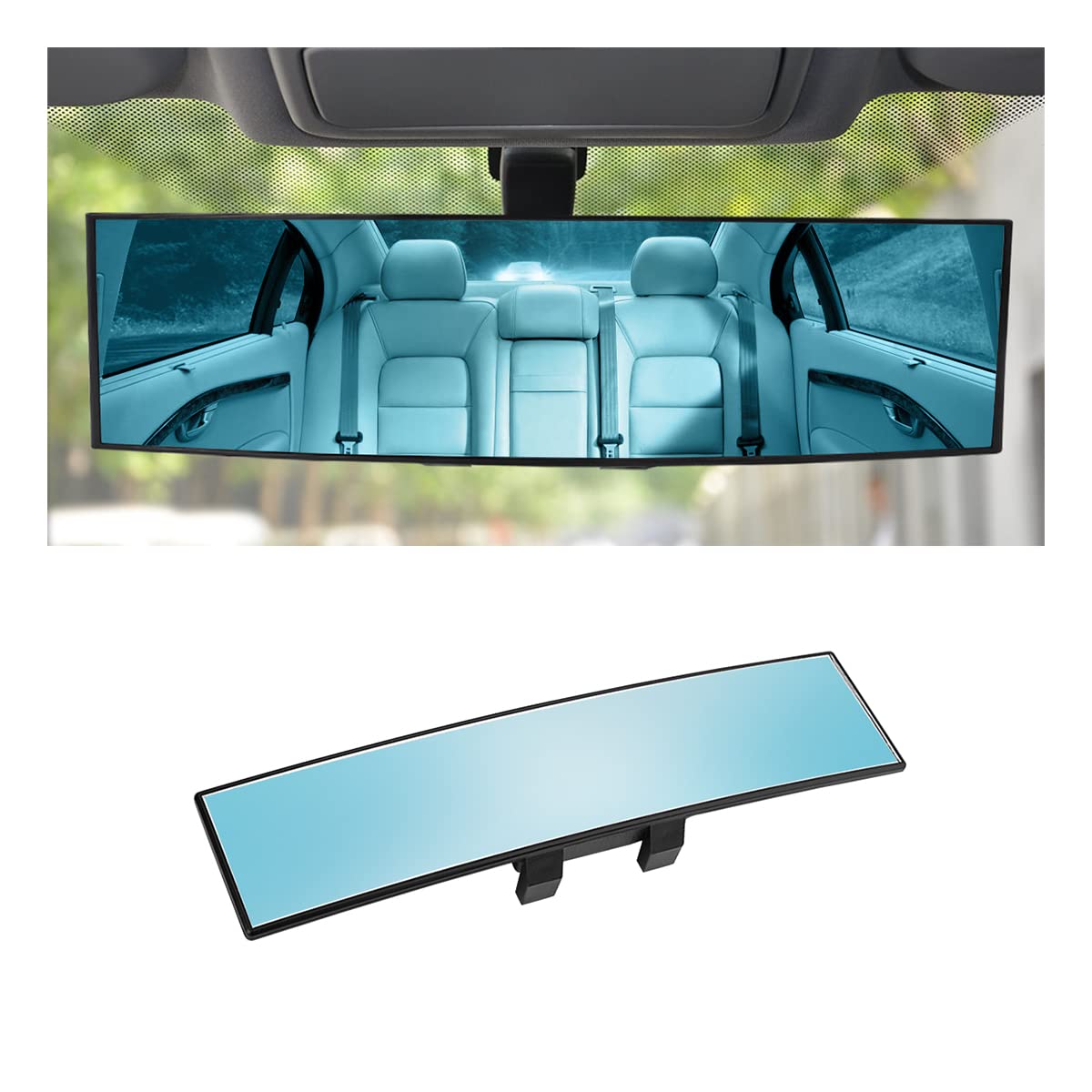Auto Supplies Curved Mirror Large Field of View Car Rearview Mirror High Definition Anti-glare Optical Glass Blue Mirror