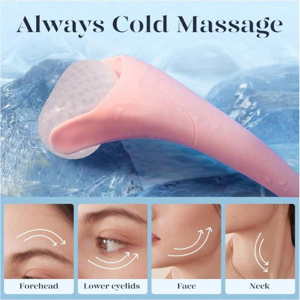 Pink Ice Roller and Jade Gua Sha Board — Facial Massage and Skincare Tools