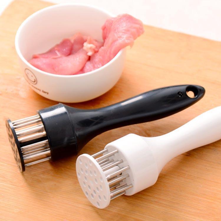 Stainless Steel Steak Hammer Meat Loosening Needle Household Meat Tenderizer Puncture Rib Breaker Beat Meat Hammer Button Meat Insert Meat Needle