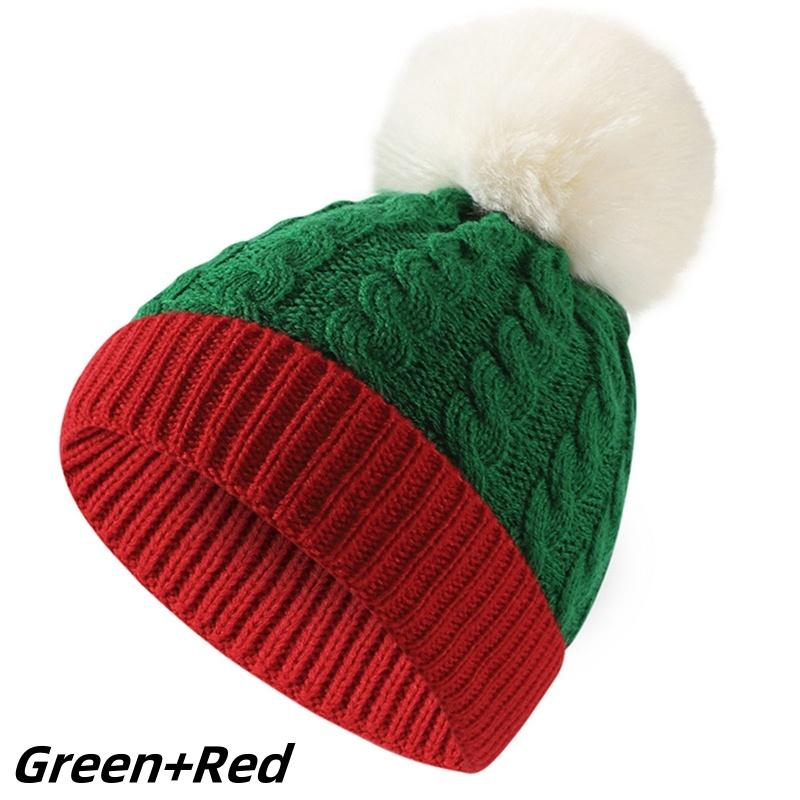 Christmas Knit Beanie Hat Winter Warm Crochet Santa Hat Cute Pompom Cap Holiday Party Accessory Cozy Aesthetic Xmas Gift for Men Women Kids Teens Outdoor Snow Beanie Trend Winter Outfit Essentials