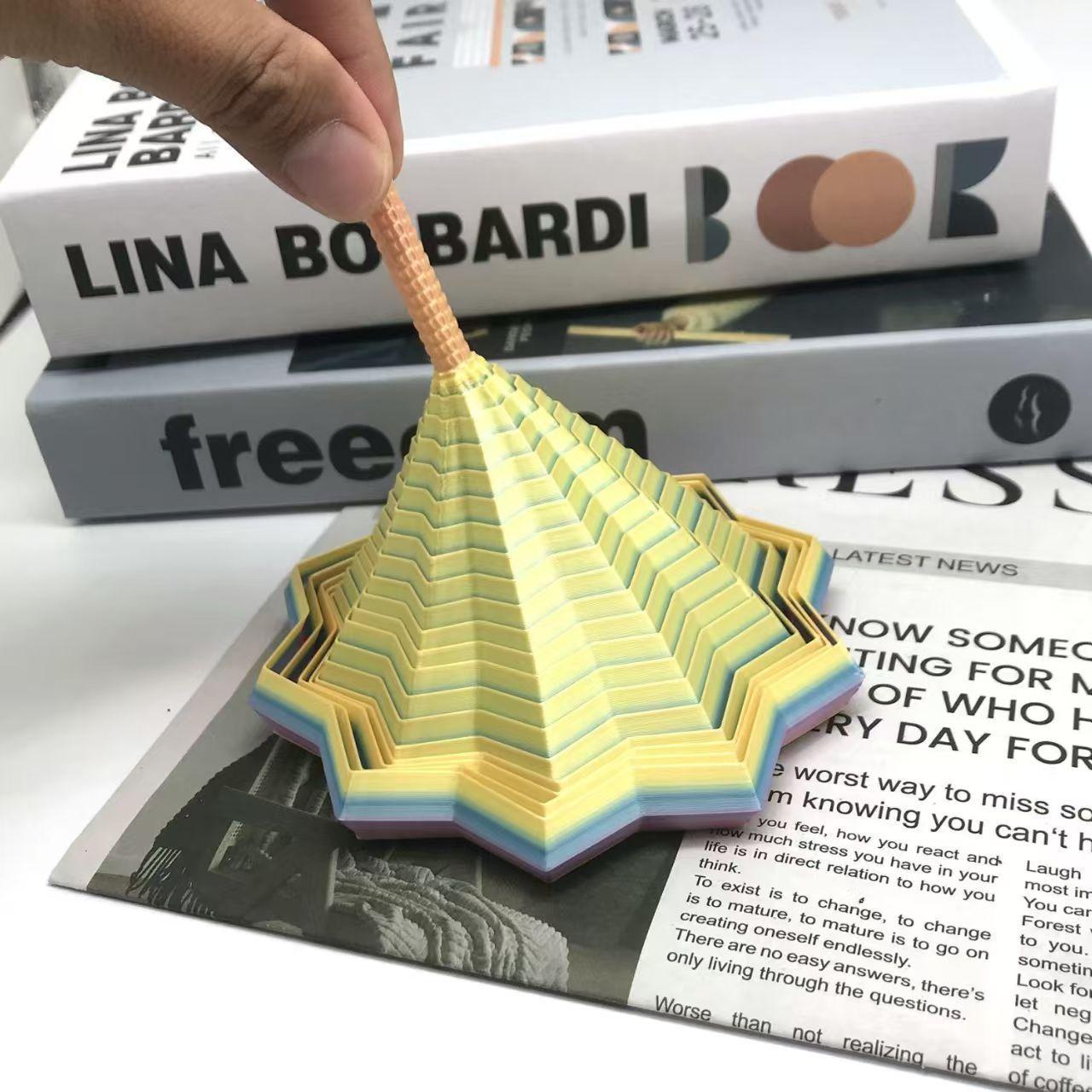 3D Printing Decompression Explosion Radish Tower Stacking Music Children Decompression Cure Toy Gradual Change Spiral Tower Three-dimensional Rotation