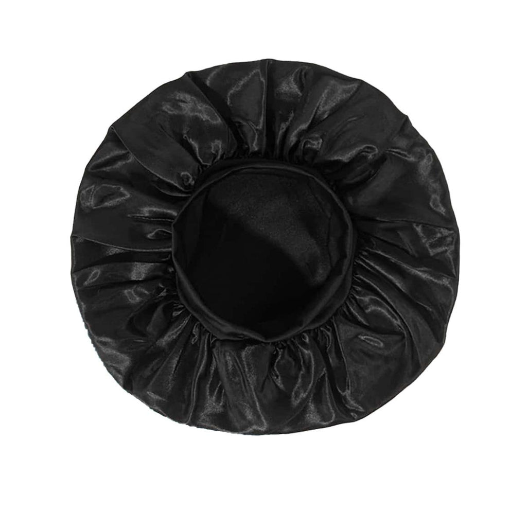 Classic Solid Color Shower Cap Adult Fashion Satin Wide-brimmed Nightcap Women Chemotherapy Hair Care