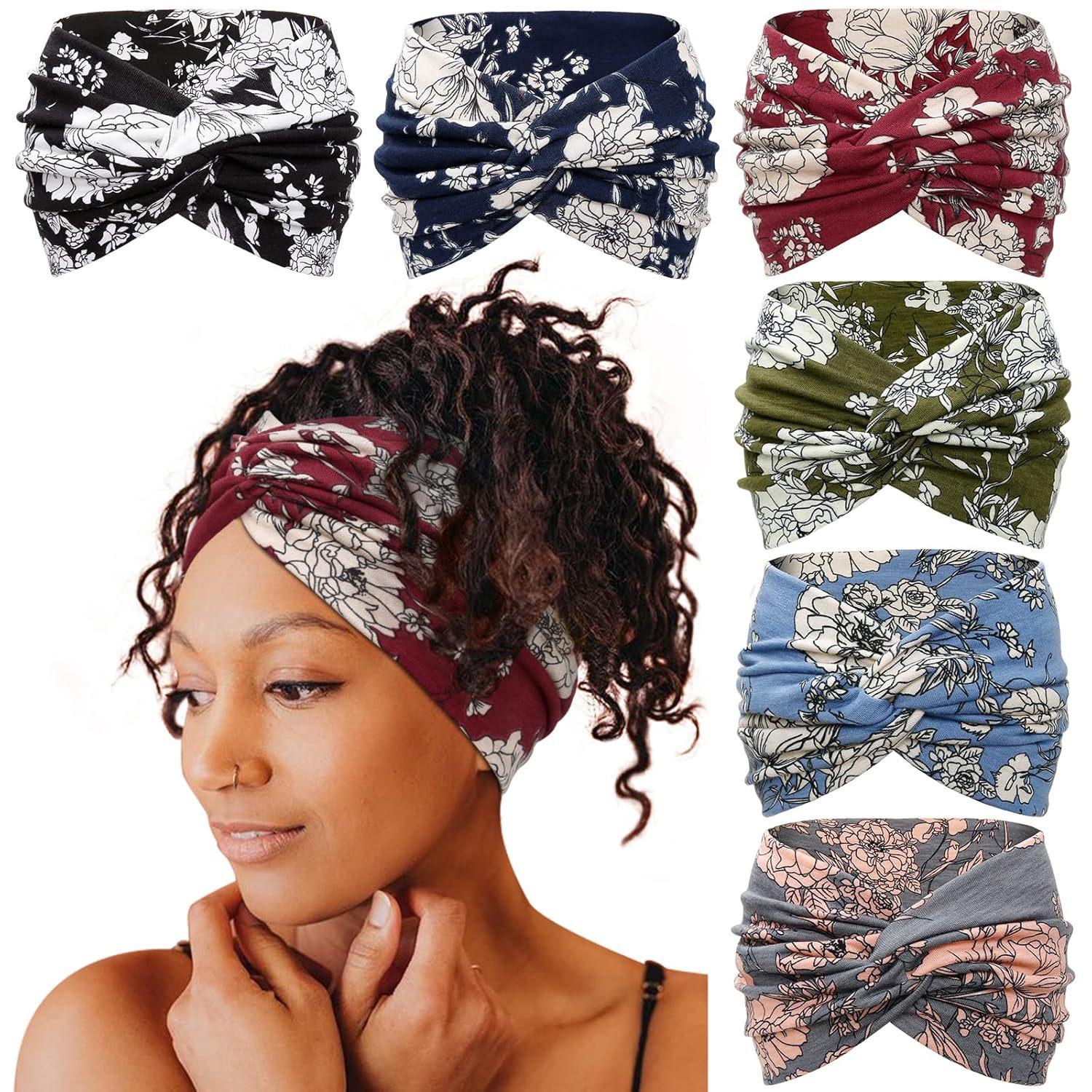 6-Piece set Bohemian wide headband, sweat-absorbing yoga headscarf