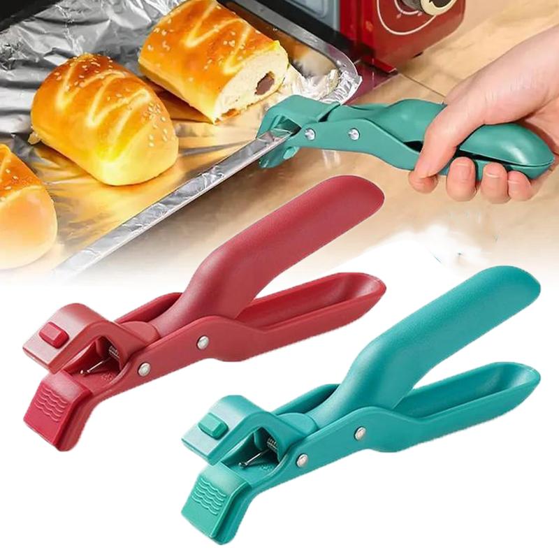 Hot Plate Gripper 2 Pack – Multi-Purpose Anti-Scald Clip Tool for Bowls, Plates & Pans, Kitchen Holder in Red & Green Silicone Utensils Clamp Cookware Hotpot Tong