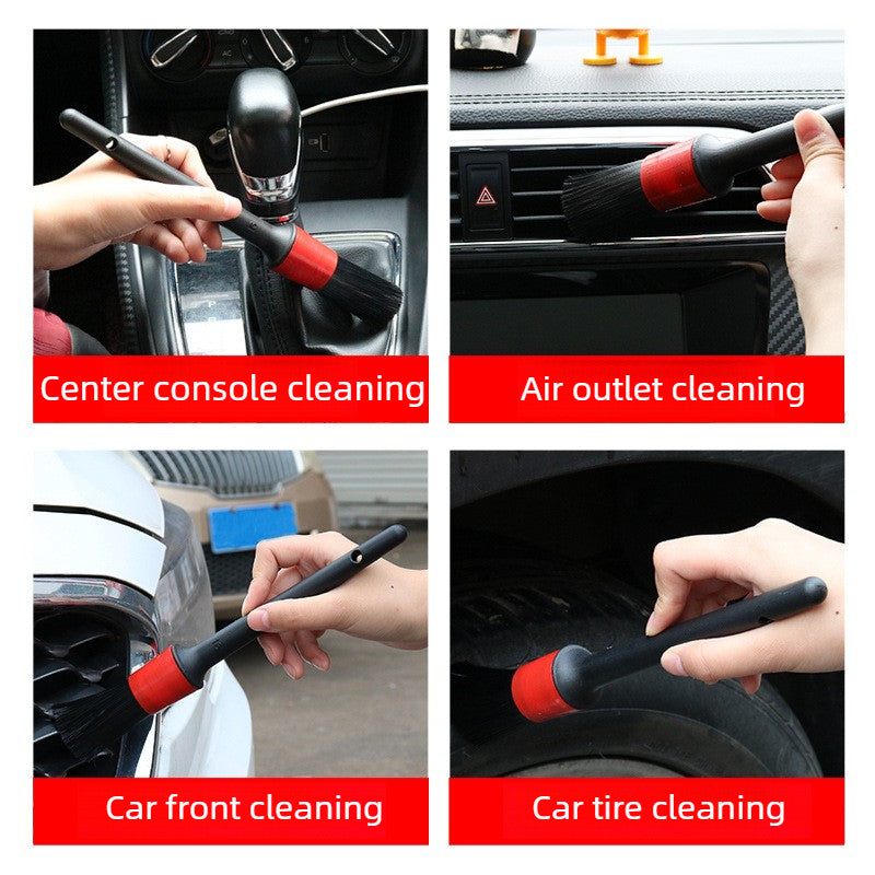 5 PCS Car Detailing Brush Set – Soft Wash Brush, Wheel Cleaner, Dust Brush, Interior Leather Seat & Air Vent Detailing Kit