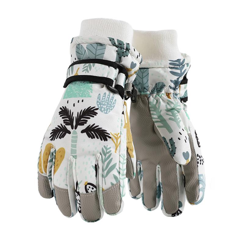 Cute Children's Ski Gloves Waterproof Touchscreen Compatible Winter Outdoor Windproof Warm with Fun Space Prints for Skiing & Snowboarding