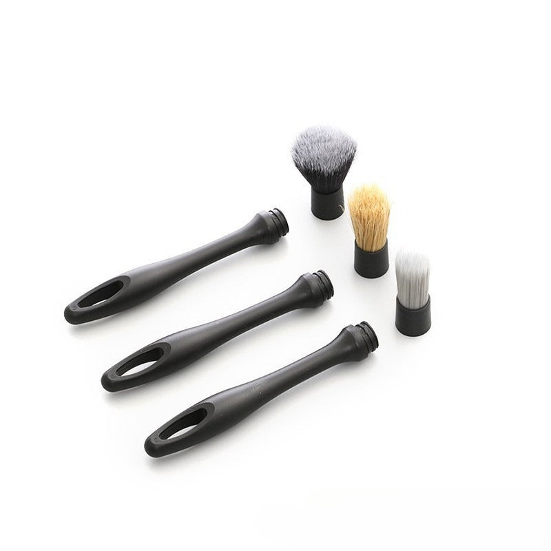 3PCS Car Detailing Brush Set – Boar Hair Brush & Ultra-Soft No-Scratch Brushes for Air Vents, Leather Seats, Interior & Exterior Cleaning