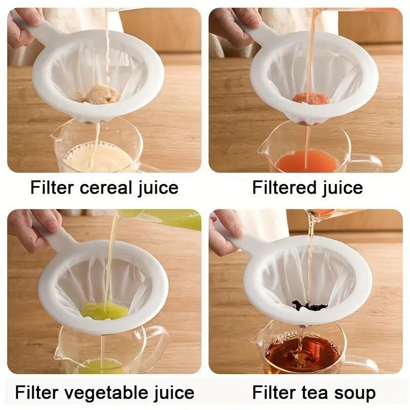 Soy Milk Filter, Kitchen Colander, Household Residue Juice Filter Bag, Ultra-fine Nylon Filter Spoon