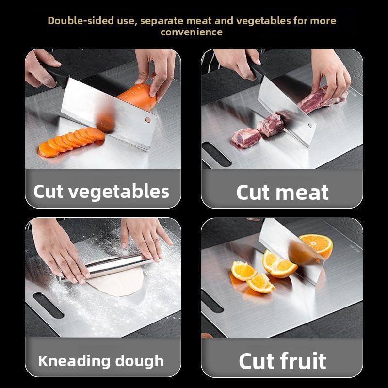 Stainless Steel Thickened Antibacterial and Mildew-proof Double-sided 304 Cutting Board Household Kitchen Fruit Cutting Board Large Rolling Surface Chopping Board