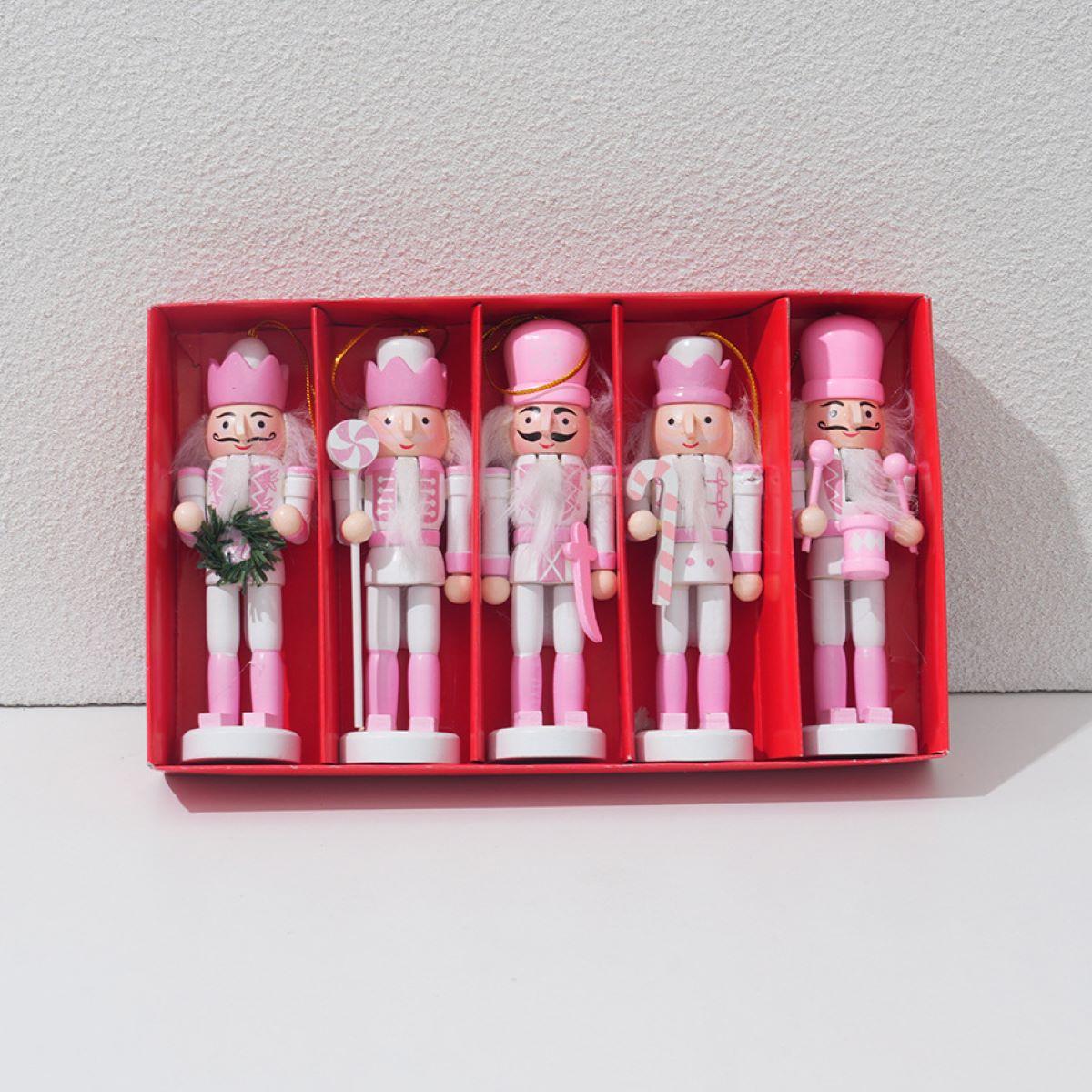 6 Pcs Christmas Nutcracker Ornaments Wooden Hanging Decorations 4.72 Inch Tall Nutcracker Figures Christmas Decorations