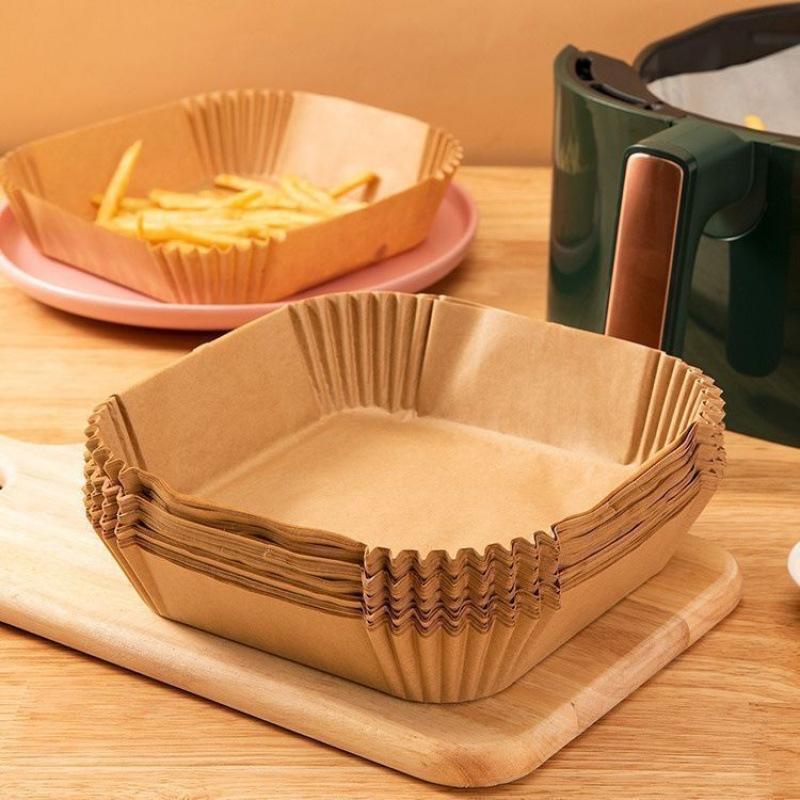 100Pcs Air Fryer Special Paper Household Square Food Grade Oil-absorbing Paper Enlarged and Heightened Oven High Temperature Garden