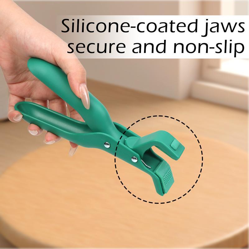 Hot Plate Gripper 2 Pack – Multi-Purpose Anti-Scald Clip Tool for Bowls, Plates & Pans, Kitchen Holder in Red & Green Silicone Utensils Clamp Cookware Hotpot Tong