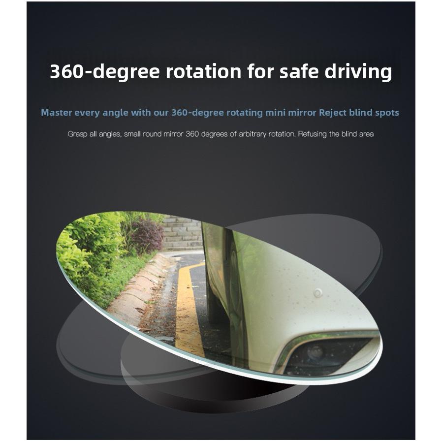 Car Edgeless Small Round Mirror 360 Degrees, Reversing Blind Spot Mirror, Convex Mirror Rearview Rotating Mirror Glass Small Round Mirror