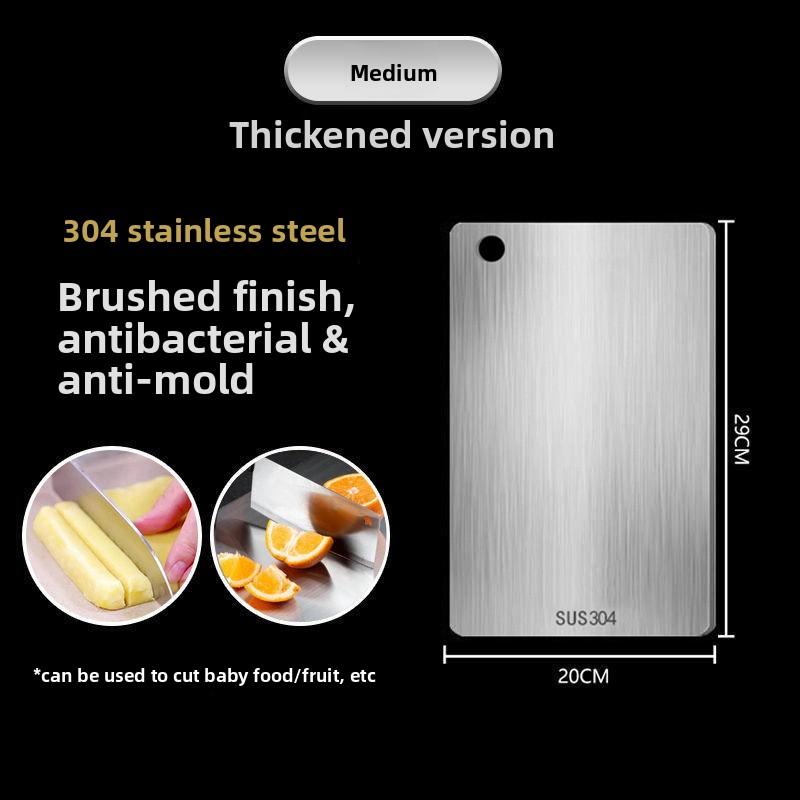 Stainless Steel Thickened Antibacterial and Mildew-proof Double-sided 304 Cutting Board Household Kitchen Fruit Cutting Board Large Rolling Surface Chopping Board