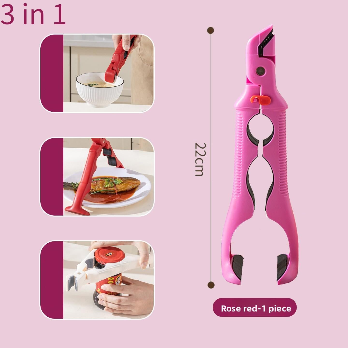 Kitchen Three-in-one Anti-scalding Clip, Anti-scalding Artifact, Take Bowls and Plates, Silicone High Temperature-resistant Clip, Anti-scalding and Anti-skid Clip