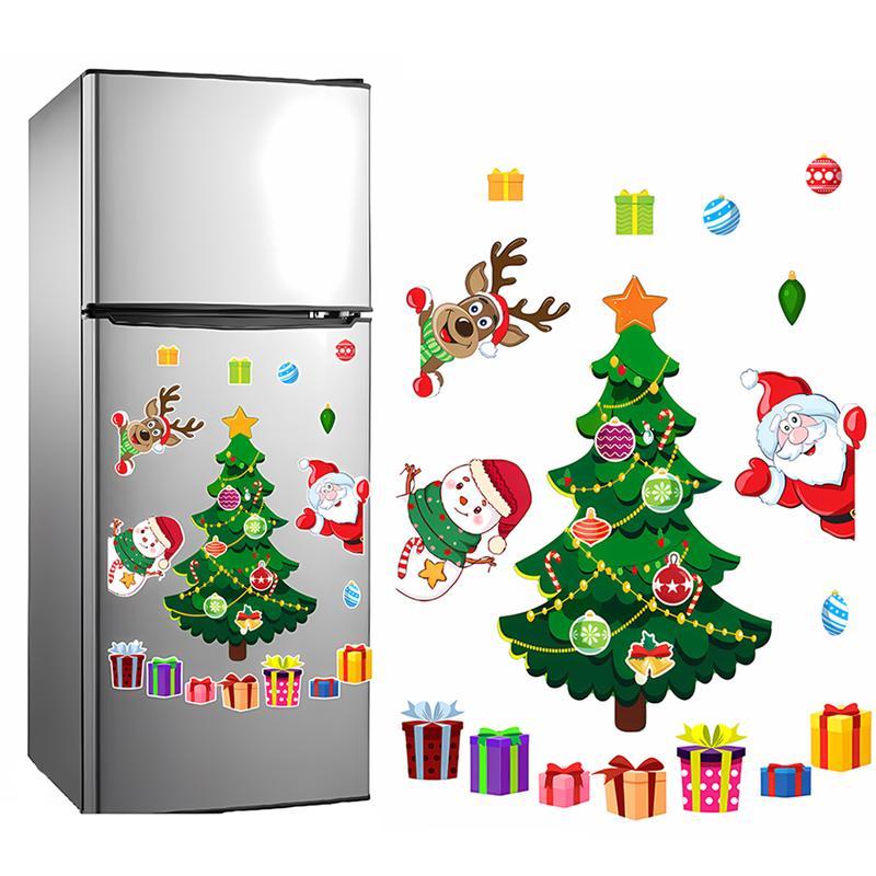 Christmas Decoration Refrigerator Sticker Christmas Tree Magnetic Sticker Santa Magnetic Holiday Decoration Party Atmosphere
