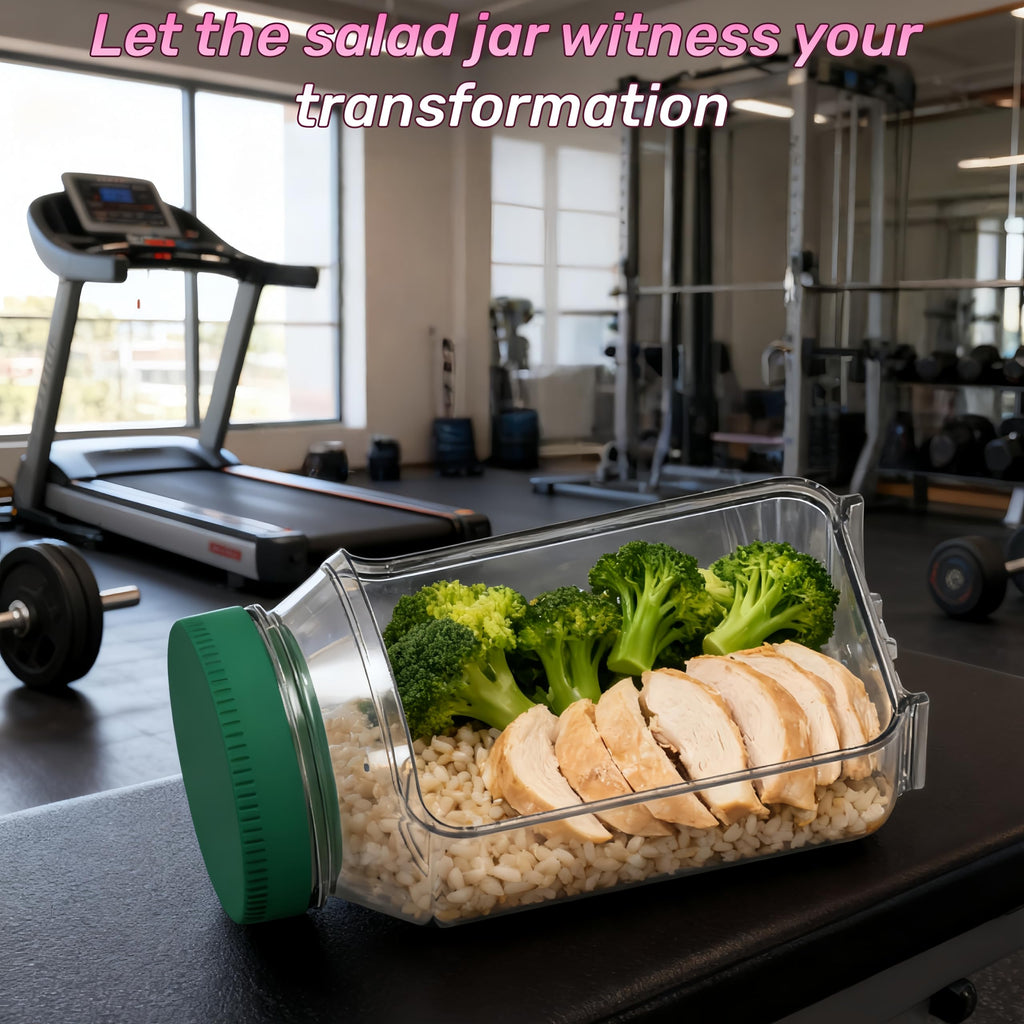 Salad Jars Mason Jars with Side Openings Leak-proof Lids for Microwave Dishwasher Safe Sealed Salad Containers Kitchen Utensils Green Tin Canister