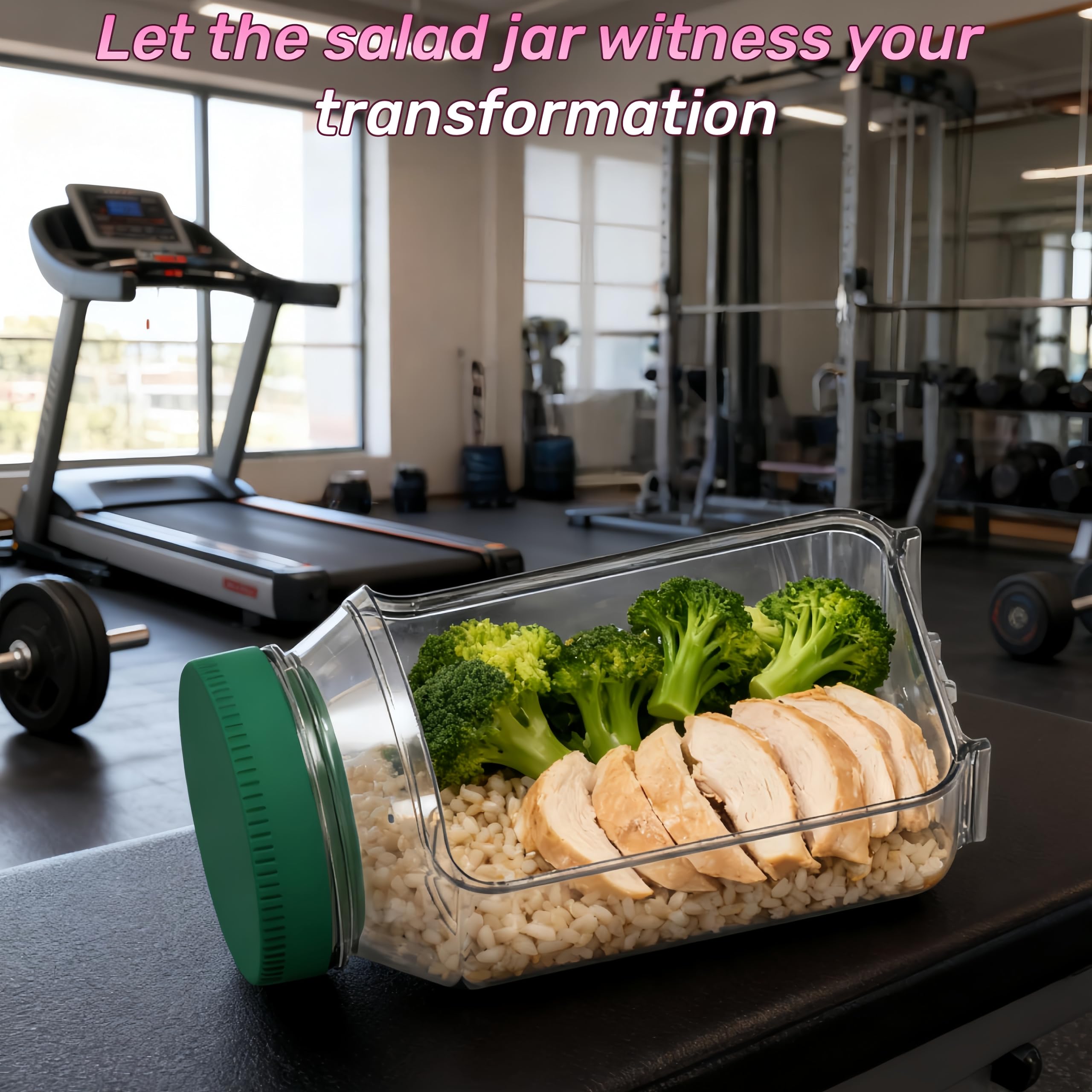 Salad Jars Mason Jars with Side Openings Leak-proof Lids for Microwave Dishwasher Safe Sealed Salad Containers Kitchen Utensils Green Tin Canister