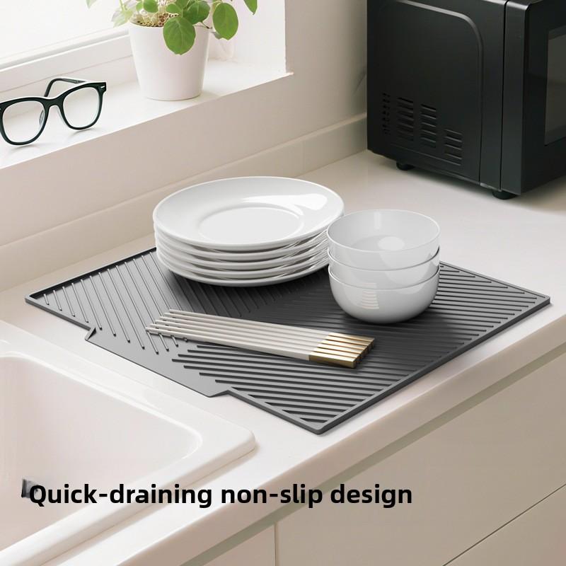 Silicone Slope Drain Mat Large Diversion Dish Plate Drying Mat Funnel Drain Mat Bar Coaster