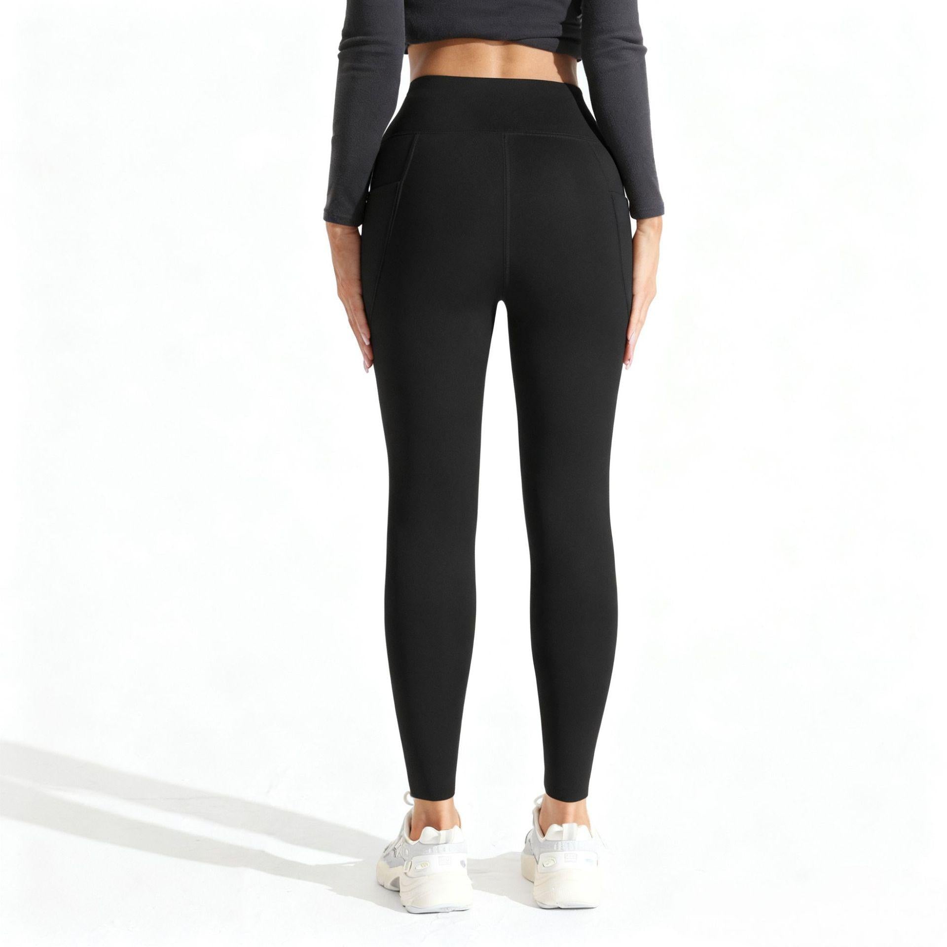 Fleece Warm Outer Wear Shark Pants Women's High Waist Tight Belly Peach Buttocks Thin Yoga Trousers Leggings