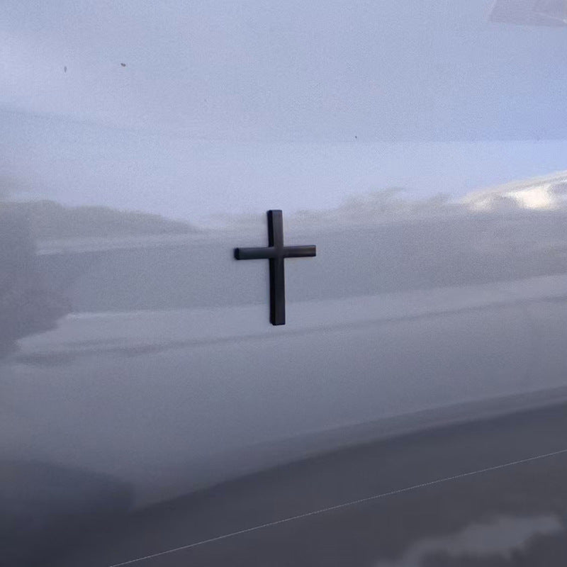 2 Pack Car Metal Decal – 3D Stainless Steel Cross Decal, Scratch Marking Decal, Rear End Decal, Custom Body Decoration