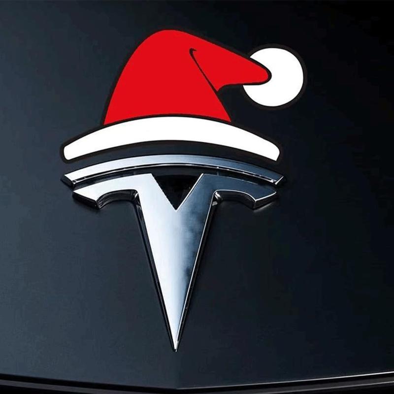 2/4PCS Waterproof Santa Hat Christmas Stickers – Car Vinyl Decals for Tesla, Toyota, Honda, Ford, BMW, and Multi-Surface Use on Water Bottles, Walls, Laptops, Windows, Holiday Gift & Decoration