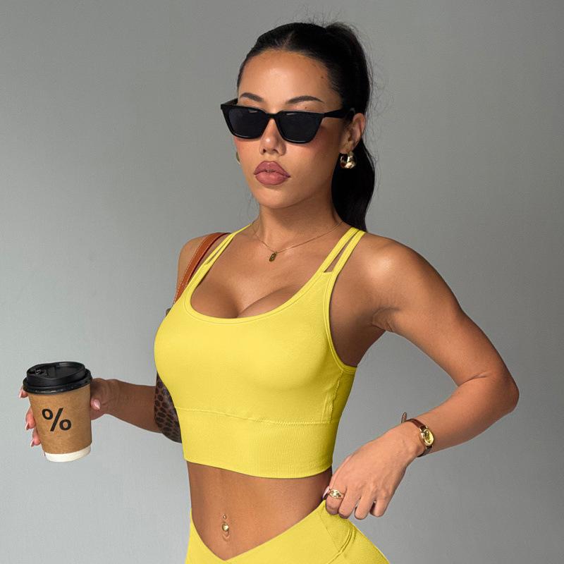 Fitness High-intensity Sports Underwear Women's Shock-proof Fixed Cup Yoga Underwear Bra with Chest Pad Yoga Clothes