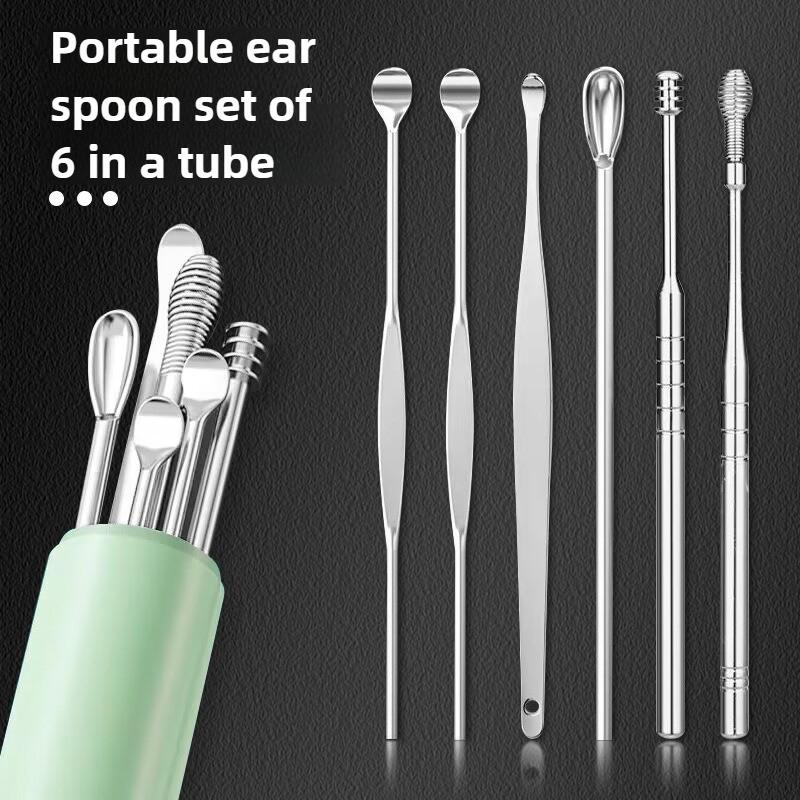6-Piece Set of Ear Scoops, Ear Picking Tools, Ear Picking, German Ear Poo Buckle Ear Spoons, Adult Ear Picking Artifact