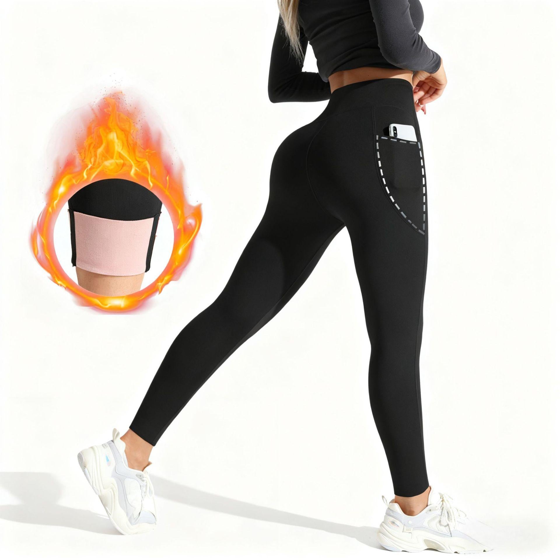 Fleece Warm Outer Wear Shark Pants Women's High Waist Tight Belly Peach Buttocks Thin Yoga Trousers Leggings