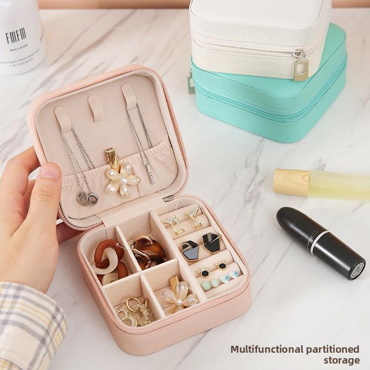 Mini Jewelry Box Storage Box Bag Small Pu Necklace Earrings Stud Earrings Jewelry Box Portable Jewelry Box