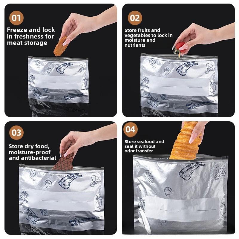 Aluminum Foil Cross-border Special Food-grade Fresh-keeping Bags Thickened Sealed Refrigerator Special Fresh-keeping Bags for Freezing