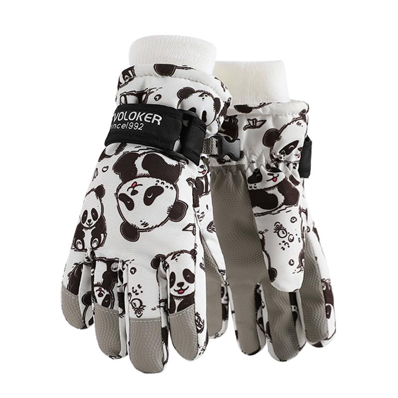 Cute Children's Ski Gloves Waterproof Touchscreen Compatible Winter Outdoor Windproof Warm with Fun Space Prints for Skiing & Snowboarding