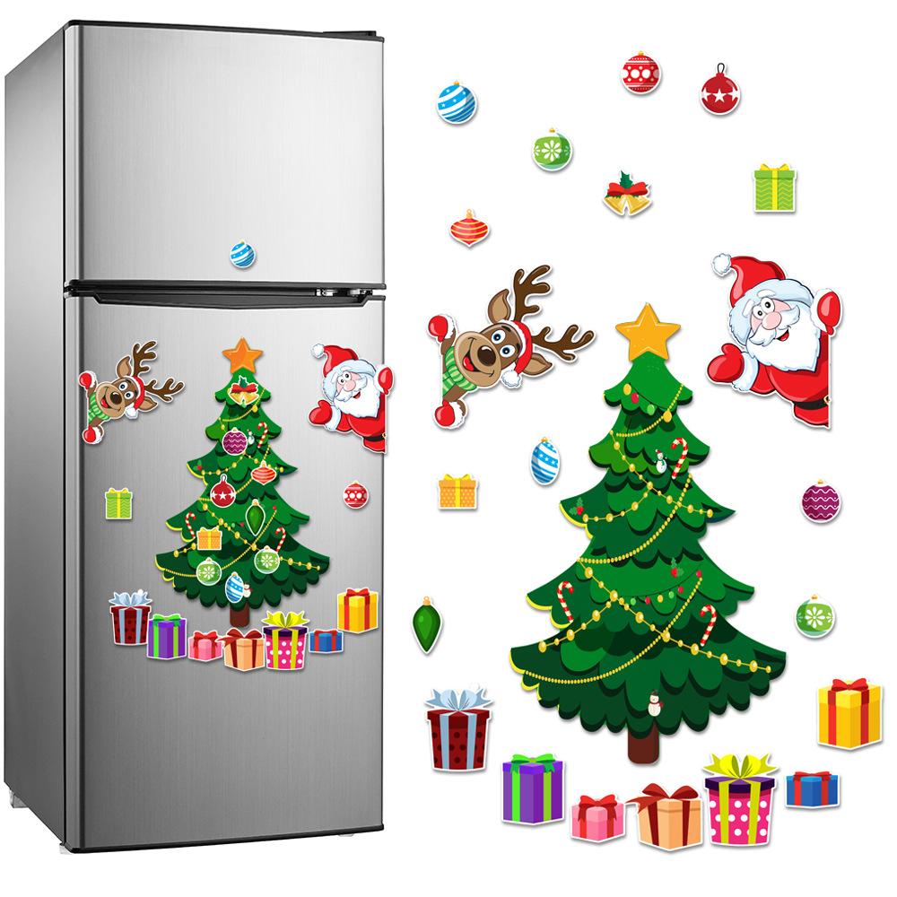 Christmas Decoration Refrigerator Sticker Christmas Tree Magnetic Sticker Santa Magnetic Holiday Decoration Party Atmosphere