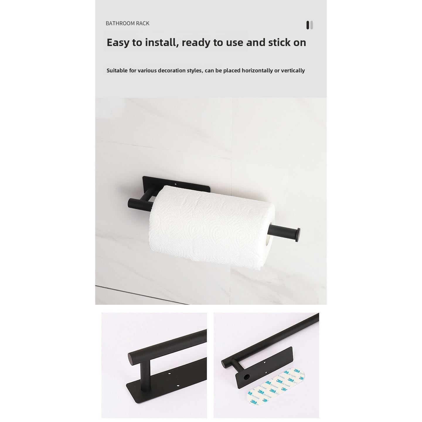 Paper Towel Holder Stainless Steel Toilet Paper Holder Roll Paper Holder No Punching Toilet Wall Hanging Toilet Bathroom Tissue Rod