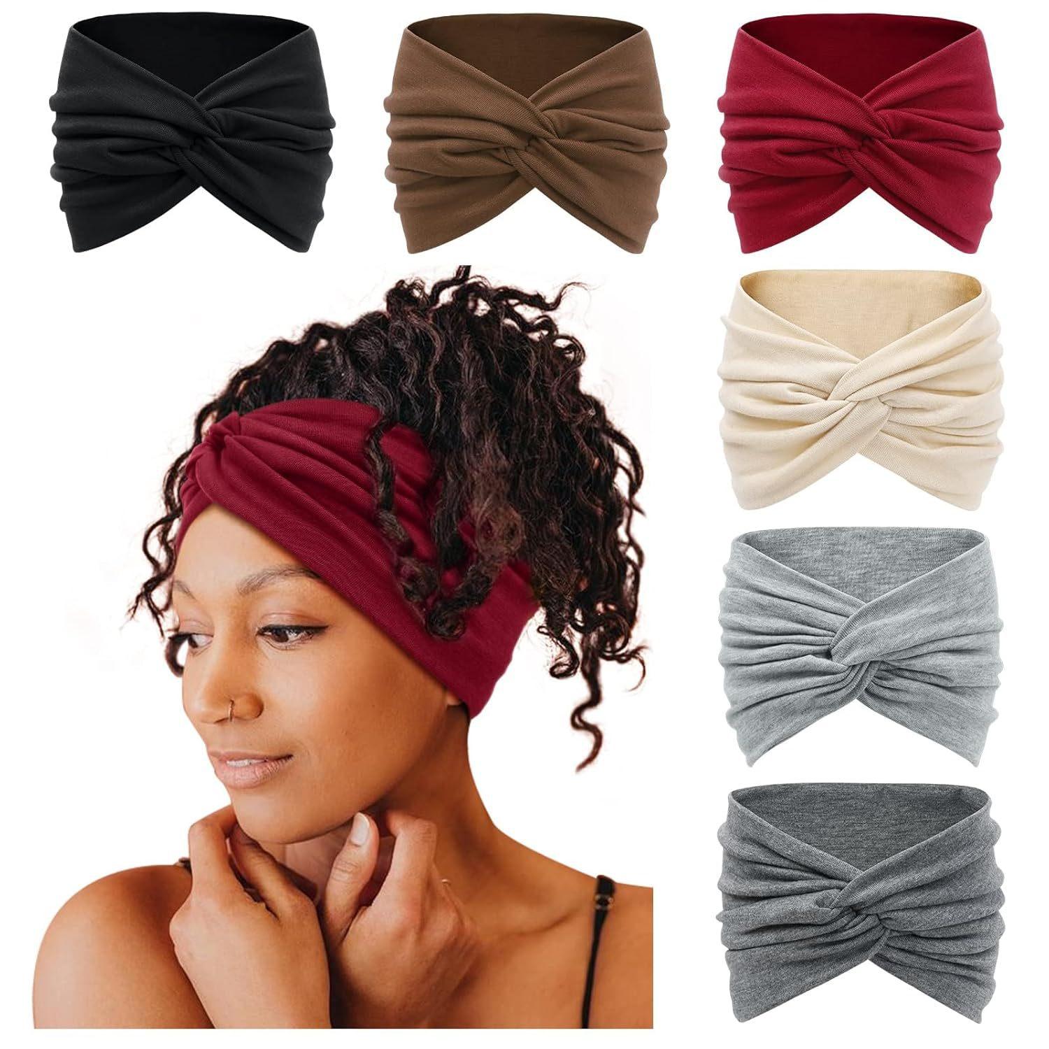6-Piece set Bohemian wide headband, sweat-absorbing yoga headscarf