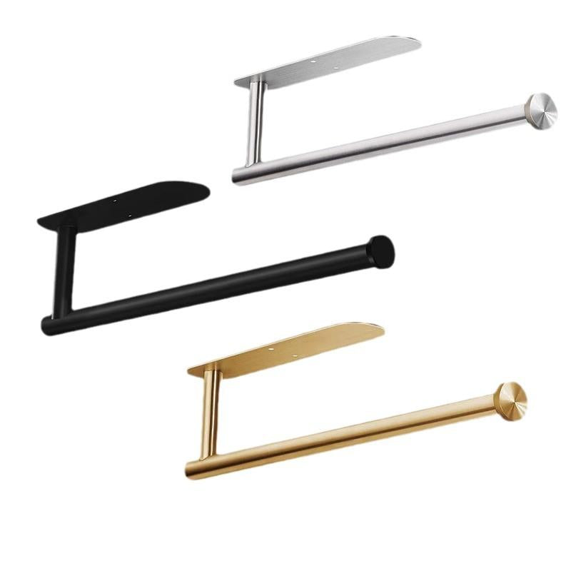 Paper Towel Holder Stainless Steel Toilet Paper Holder Roll Paper Holder No Punching Toilet Wall Hanging Toilet Bathroom Tissue Rod