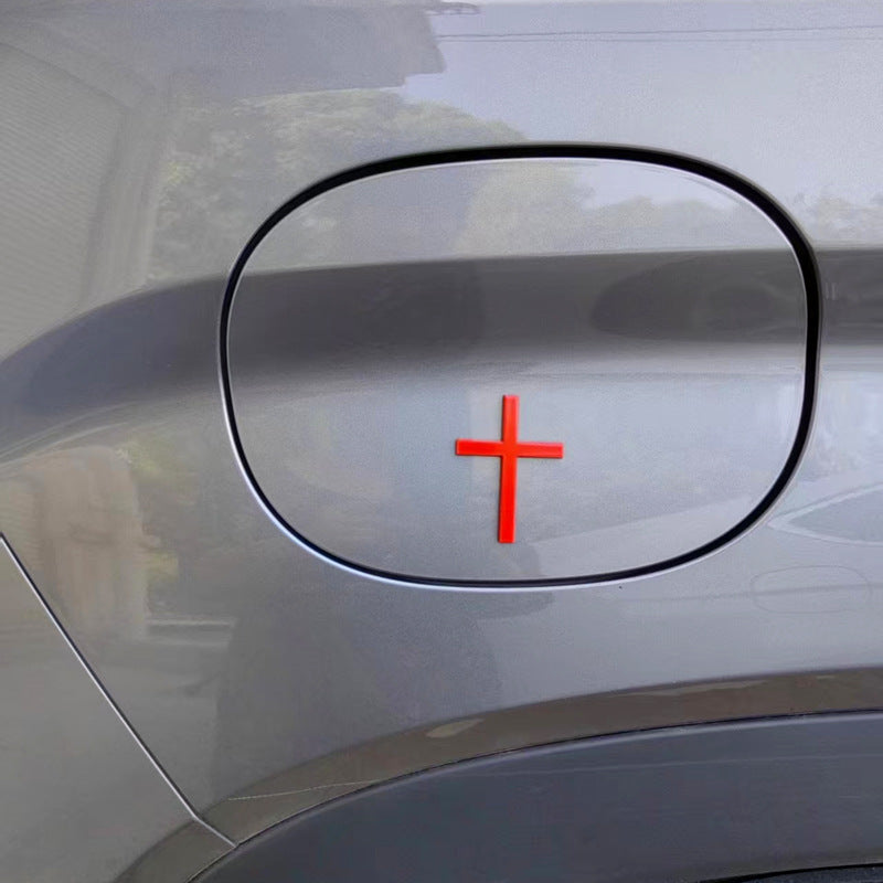 2 Pack Car Metal Decal – 3D Stainless Steel Cross Decal, Scratch Marking Decal, Rear End Decal, Custom Body Decoration