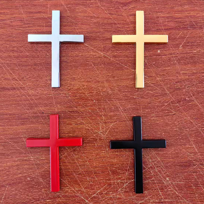 2 Pack Car Metal Decal – 3D Stainless Steel Cross Decal, Scratch Marking Decal, Rear End Decal, Custom Body Decoration