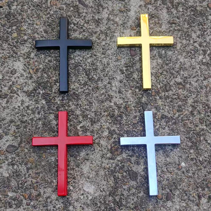 2 Pack Car Metal Decal – 3D Stainless Steel Cross Decal, Scratch Marking Decal, Rear End Decal, Custom Body Decoration