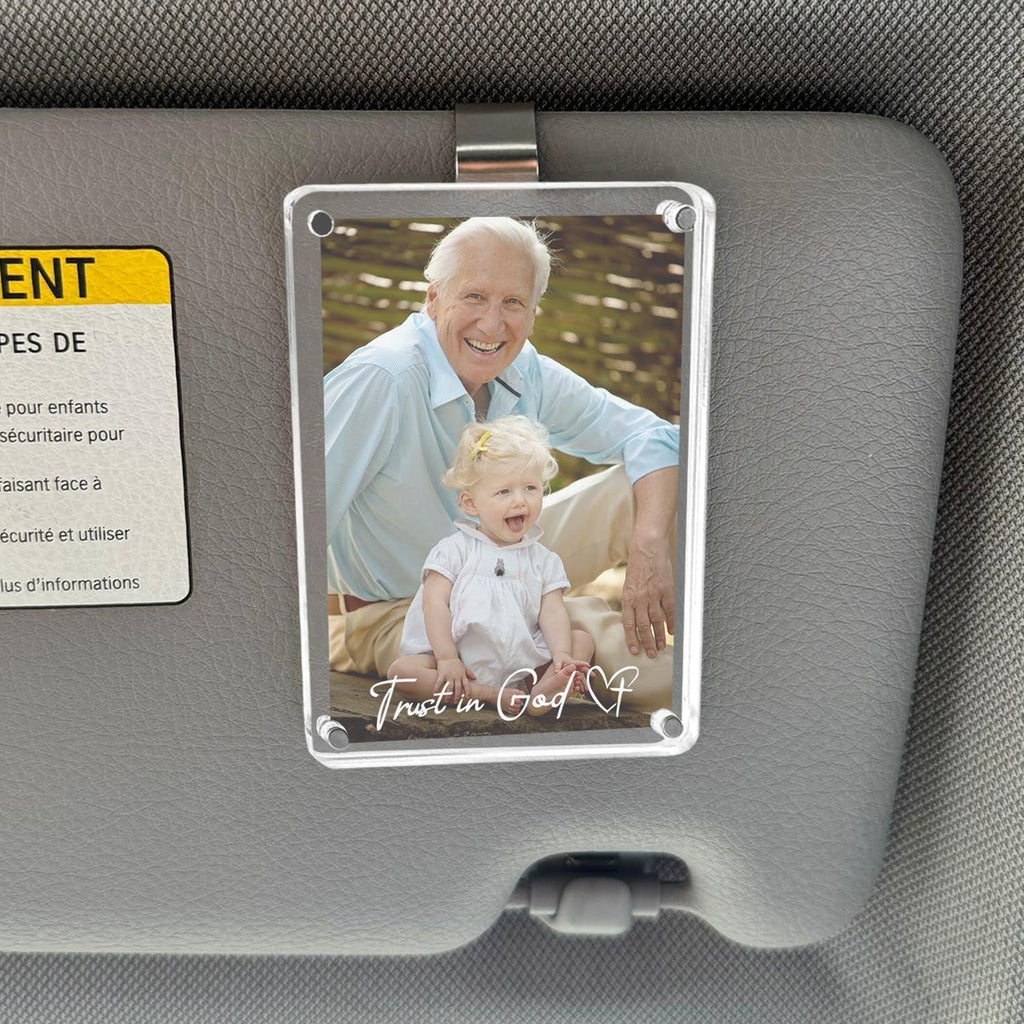 2 Pcs Magnetic Car Sun Visor Picture Holder – 2.36” X 3.5” Clear Acrylic Photo Clip, Horizontal & Vertical Display, Wallet-Size Frame for Polaroid Go & Instax Mini