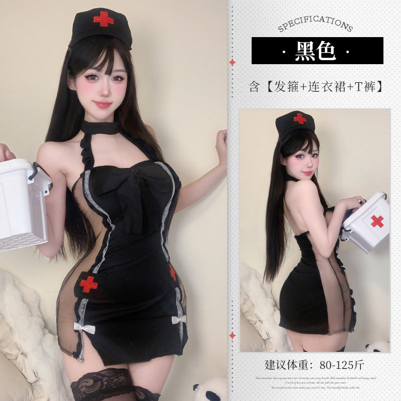 性感刺激情趣内衣纯欲护士制服诱惑小胸显大床上免脱睡衣代发2501
