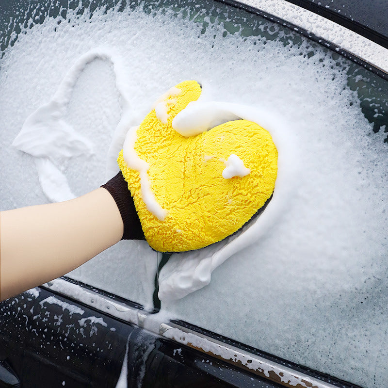 Car Wash Mitt Glove – Reusable Scratch-Free Chenille Wash Glove, Double-Sided Sponge for Dry & Wet Car Cleaning