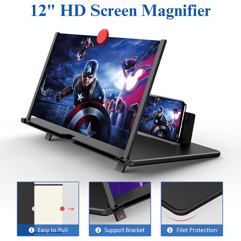 16 Inch Screen Magnifier, 3D Magnifier Projector Screen, Foldable Phone Stand with Screen Amplifier – Compatible with All Smartphones
