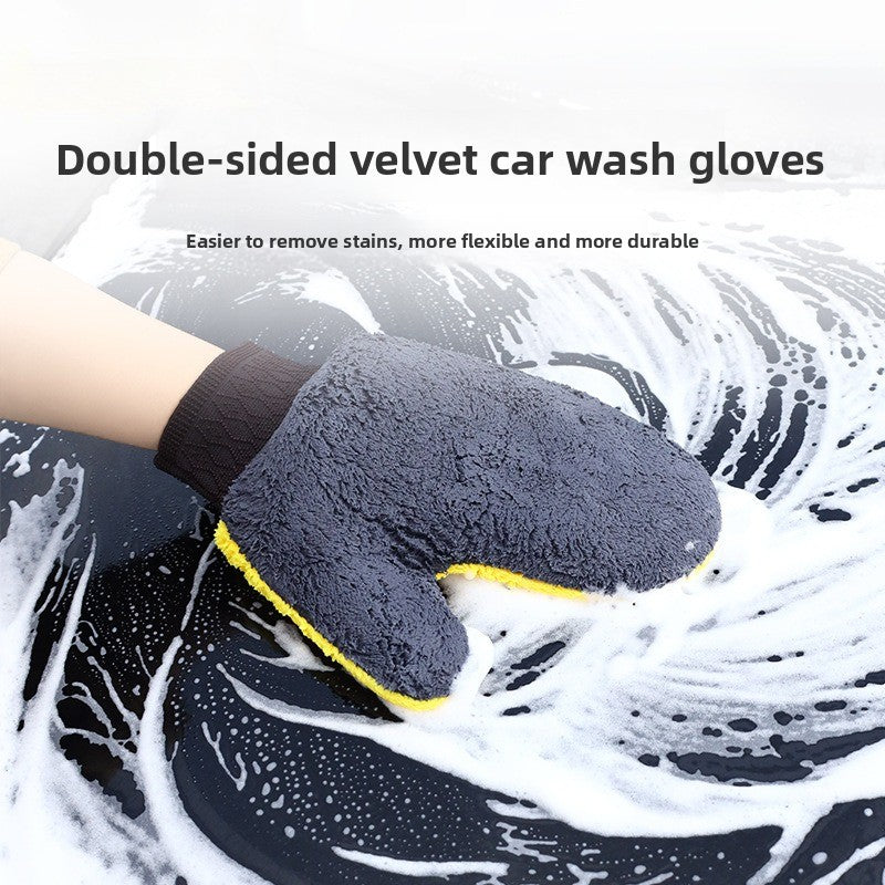 Car Wash Mitt Glove – Reusable Scratch-Free Chenille Wash Glove, Double-Sided Sponge for Dry & Wet Car Cleaning