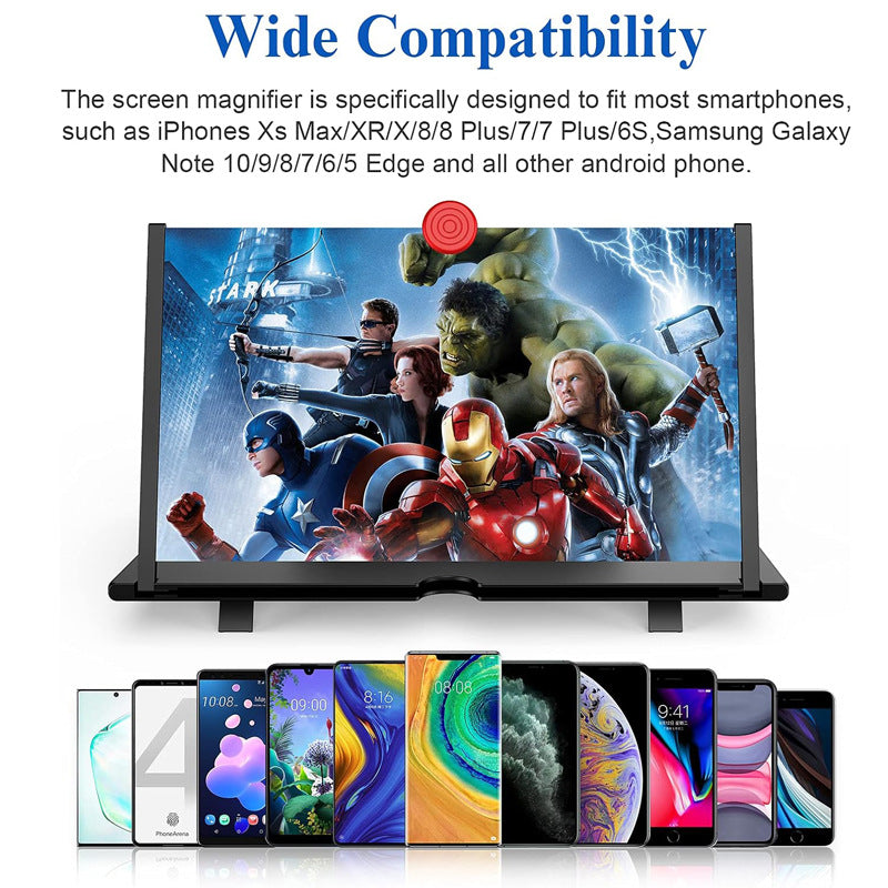 16 Inch Screen Magnifier, 3D Magnifier Projector Screen, Foldable Phone Stand with Screen Amplifier – Compatible with All Smartphones