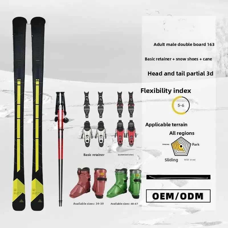 WINROCK Snowboard, Adult Male Retainer Ski Shoes Cane Double Board Set 163cm
