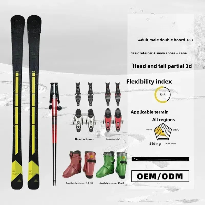 WINROCK Snowboard, Adult Male Retainer Ski Shoes Cane Double Board Set 163cm