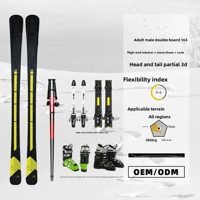 WINROCK Snowboard, Adult Male Retainer Ski Shoes Cane Double Board Set 163cm